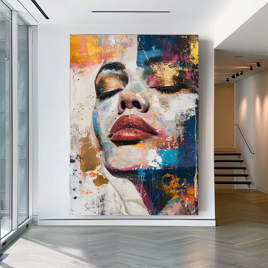 Abstract Woman Face Wall Art Colorful Abstract Woman Portrait Woman Art ...
