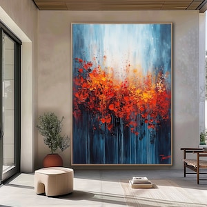 Impression abstraite d&#39;automne, art mural imprimable pour salon, oeuvre d&#39;art automne, décoration murale abstraite en téléchargement numérique, art mural automne, art mural coloré