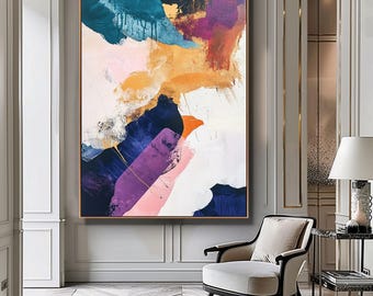 Modern Mid Century Abstract Art, Large Abstract Painting, Modern Wall Art, Instant Download, Living Room Wall Art, Bohemian Decor