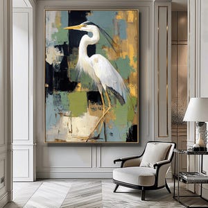 Crane Print, Vintage Bird Prints, Japanese Crane Painting, Digital Download, Symbolic Bird, Feng Shui Art, Chinese Painting, Animal Wall Art