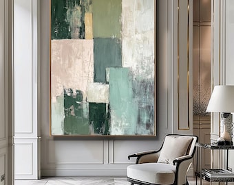 Moderne abstracte afdrukbare muurkunst, minimalistische poster uit het midden van de eeuw, hedendaagse boho abstracte kunst wordt afgedrukt, groen beige slaapkamer woondecoratie