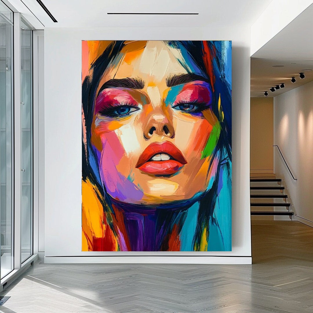 Abstract Woman Face Wall Art Colorful Abstract Woman Portrait Woman Art ...