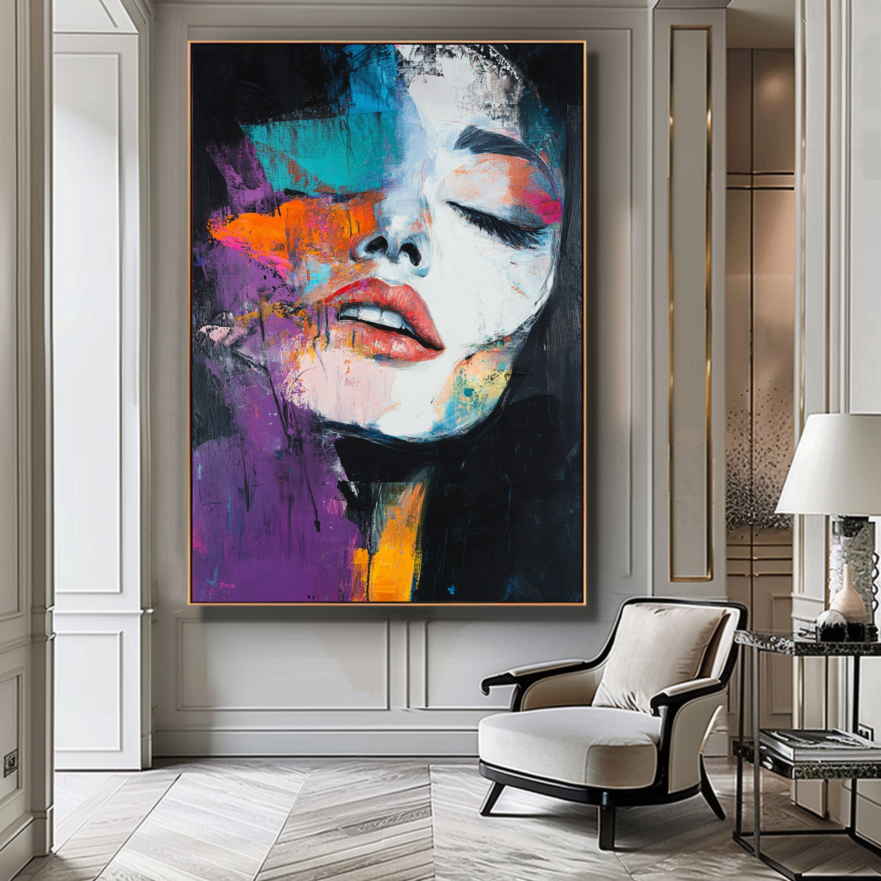 Abstract Woman Face Wall Art Colorful Abstract Woman Portrait Woman Art ...