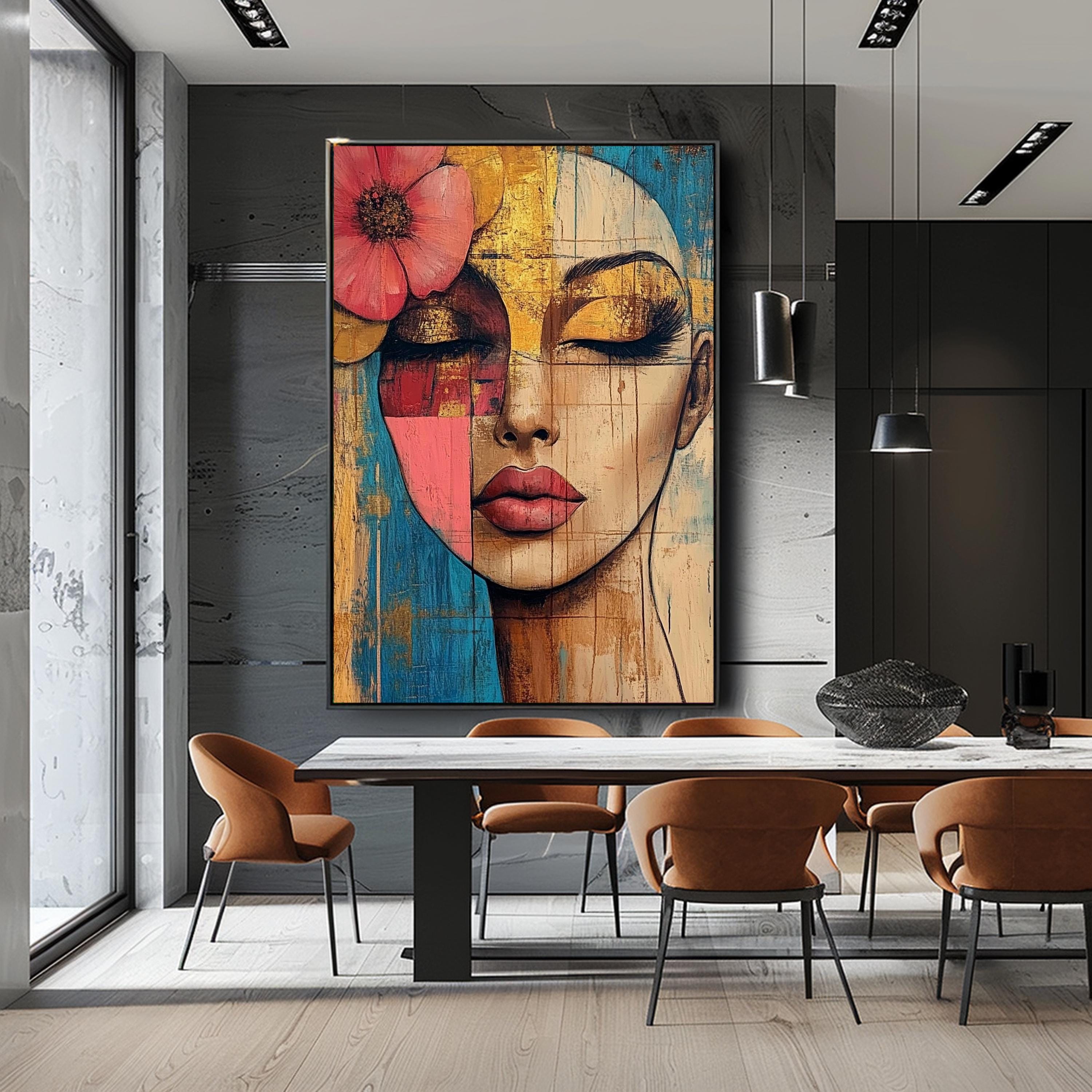 Abstract Woman Face Wall Art Colorful Abstract Woman Portrait Woman Art ...