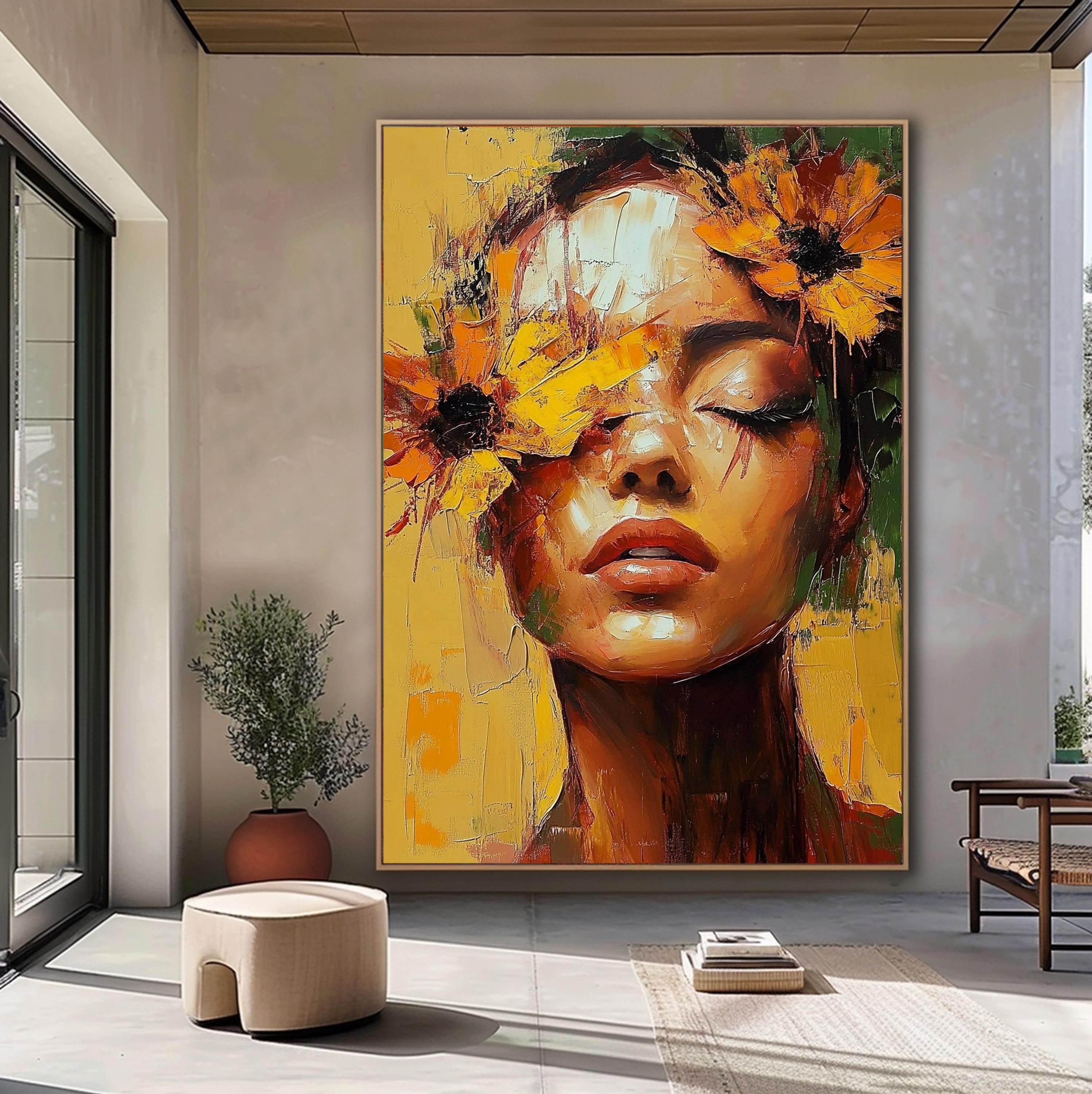 抽象的な女性の顔の壁アートカラフルな抽象的な女性の肖像女性のアート