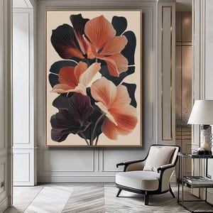 Abstract Botanical Floral Print, Modern Floral Wall Art, Botanical Bedroom Print, Modern Living Room Art, Gallery Wall Decor