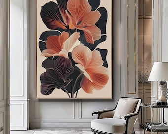 Abstract Botanical Floral Print, Modern Floral Wall Art, Botanical Bedroom Print, Modern Living Room Art, Gallery Wall Decor