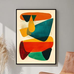 Modern Mid Century Abstract Art, Large Abstract Painting, Modern Wall Art, Instant Download, Living Room Wall Art, Bohemian Decor