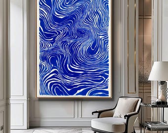 Blue Minimalist Abstract Printable Wall Art, Bright Blue Modern Art Poster, Oversize Abstract Digital Art, Large Size Abstract Print