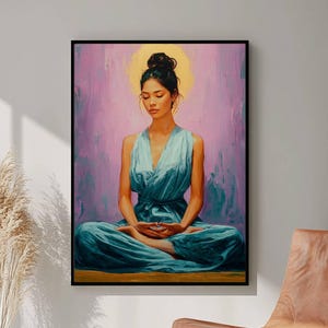 Yoga Meditation Print, Zen Wall Art, Yoga Pose Silhouette Painting, Meditation Wall Art, Mindfulness Decor, Yoga Room Decor