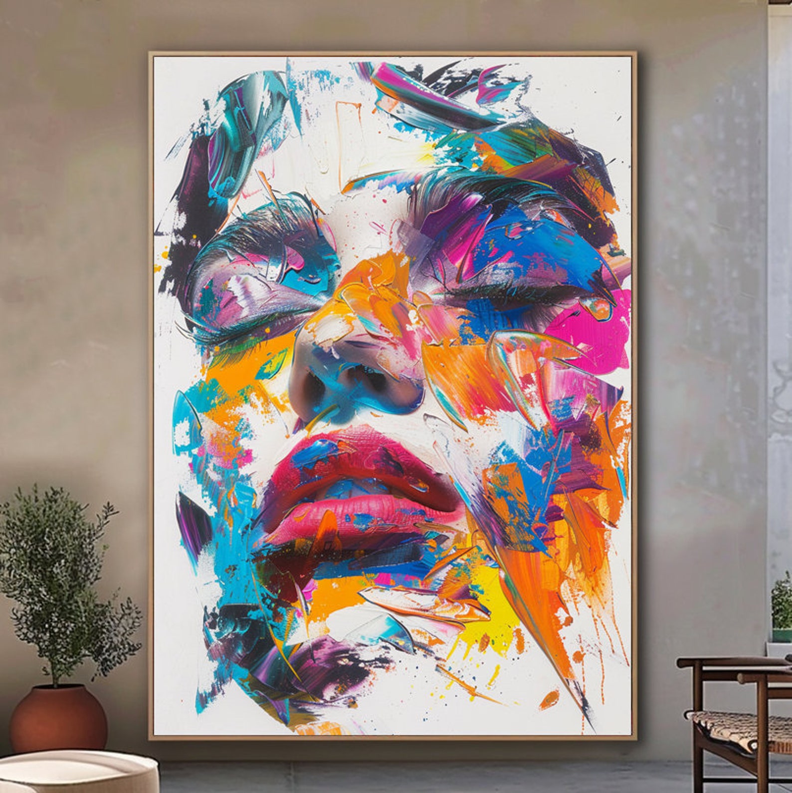 Abstract Woman Face Wall Art Colorful Abstract Woman Portrait Woman Art ...