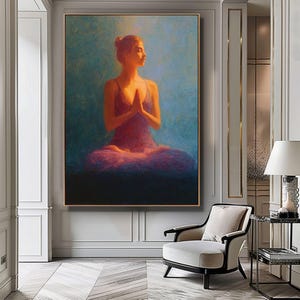 Yoga Meditation Print, Zen Wall Art, Yoga Pose Silhouette Painting, Meditation Wall Art, Mindfulness Decor, Yoga Room Decor