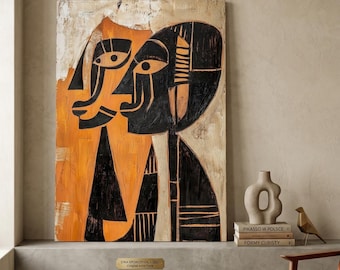 Minimalist African Painting, Boho Ethnic Tribal Art, Neutral Tones (Instant Download)