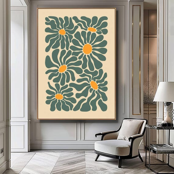 Henri Matisse Print, Green Minimalist Abstract Print, Green Wavy