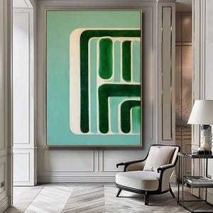 Minimalist Abstract Printable Wall Art, Mid-century Green Painting, Digital Artwork for Retro, Modern or Boho Decor, Instant Download
