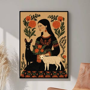 Norwegian Folk Art, Scandinavian Art, Norway Folk Art, Botanical Wall Art, Digital Download, Nordic Minimalist Floral Illustration
