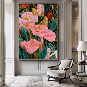 Abstract Botanical Floral Print, Modern Floral Wall Art, Botanical Bedroom Print, Modern Living Room Art, Gallery Wall Decor