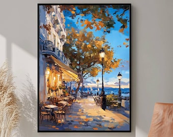 Autumn Coffee Shop Print, Moody Bookstore Art, Cozy Cafe Fall Printable Art, Thanksgiving Decor, Book Lover, Dark Aesthetic Art