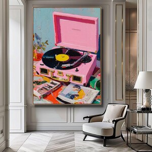 Expressionist painting of vinyl player