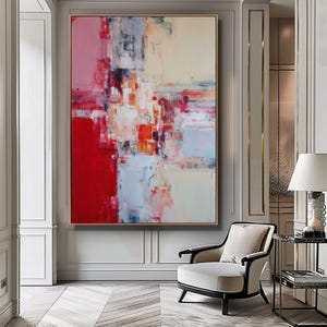 Abstract Red Printable Wall Art, Large Size Minimalist Print, Modern Wall Decoration, Digital File, Contemporary Wall Art, Bold Red Poster