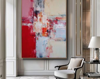 Abstract Red Printable Wall Art, Large Size Minimalist Print, Modern Wall Decoration, Digital File, Contemporary Wall Art, Bold Red Poster