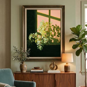 Botanischer Schatten Kunstdruck, Pflanzenschatten Wandkunst, Verschwommenes Poster, Digitaler Download, Moderne Natur Druck, Ruhiges Sonnenlicht Dekor