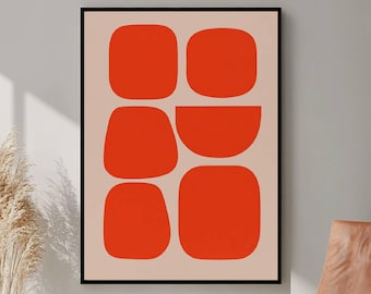 Orange minimalistische abstrakte druckbare Wandkunst, moderne abstrakte Wandkunst, Übergröße abstrakter digitaler Kunst, großer abstrakter Druck