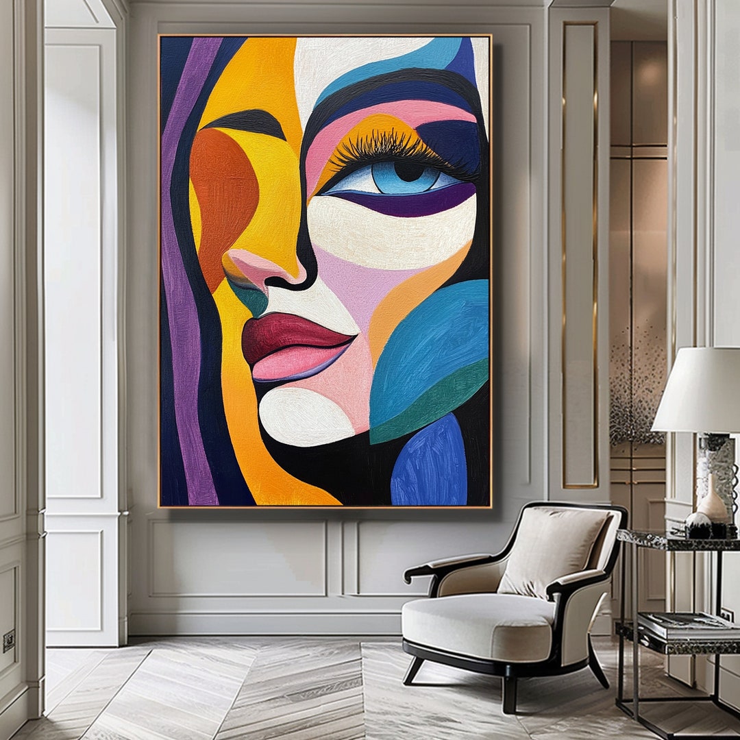 Abstract Woman Face Wall Art Colorful Abstract Woman Portrait Woman Art ...