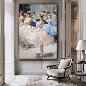 Ballerinas Painting, Ballet Painting Art Print, Dance Studio Art, Girly Vintage Print, Pastel Girly Apartment Wall Art, French Aesthetic