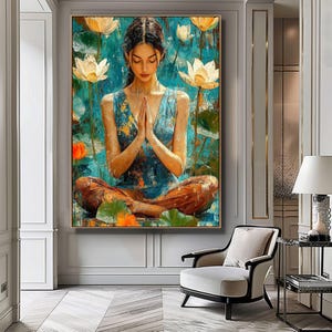 Yoga Meditation Print, Zen Wall Art, Yoga Pose Silhouette Painting, Meditation Wall Art, Mindfulness Decor, Yoga Room Decor