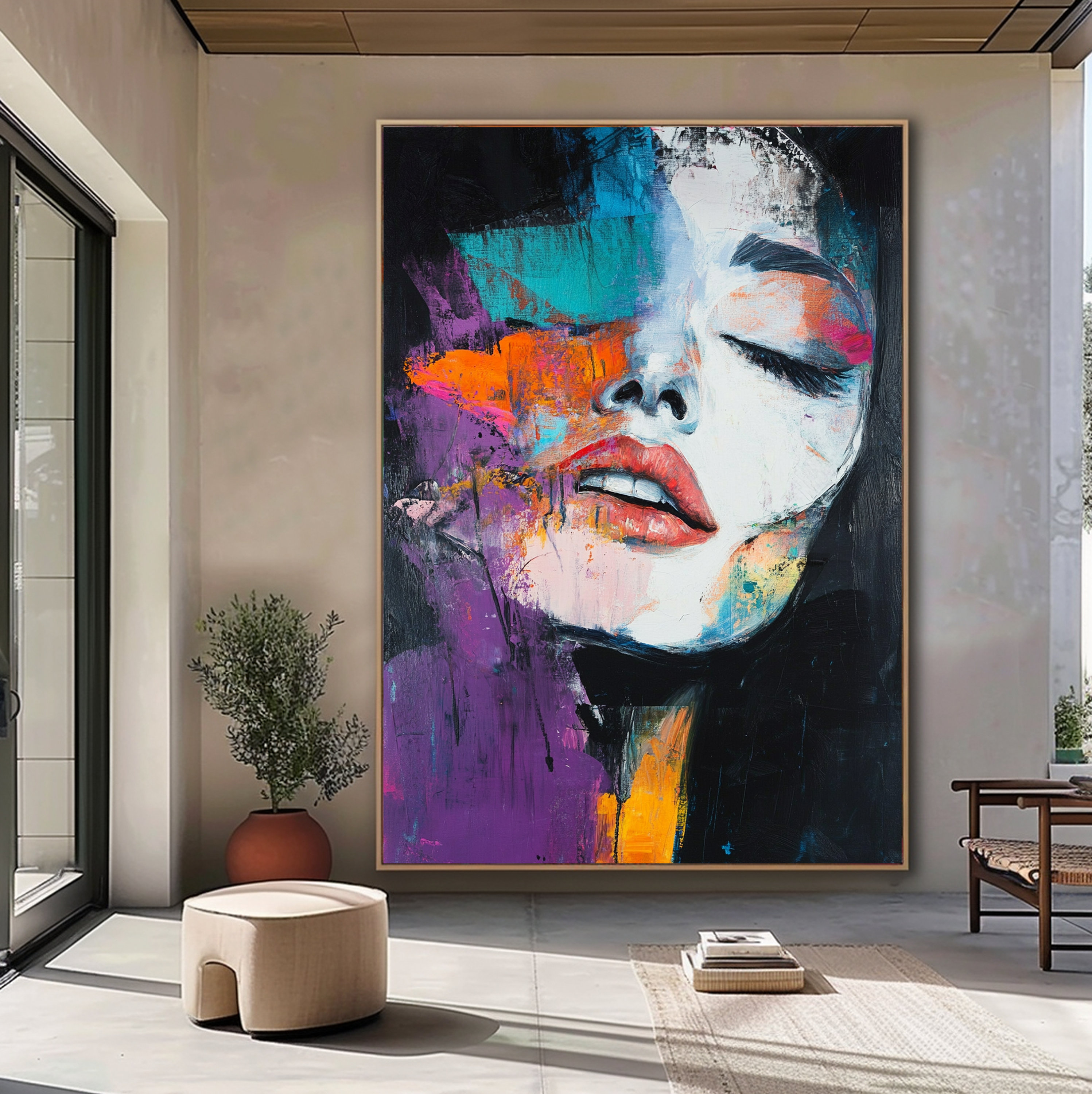 Abstract Woman Face Wall Art Colorful Abstract Woman Portrait Woman Art ...