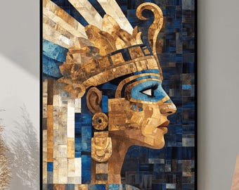 Pittura astratta Maya, arte murale culturale, stampa d'arte etnica, download istantaneo, arte murale azteca, stampa della cultura azteca, arte murale Maya, arte Inca