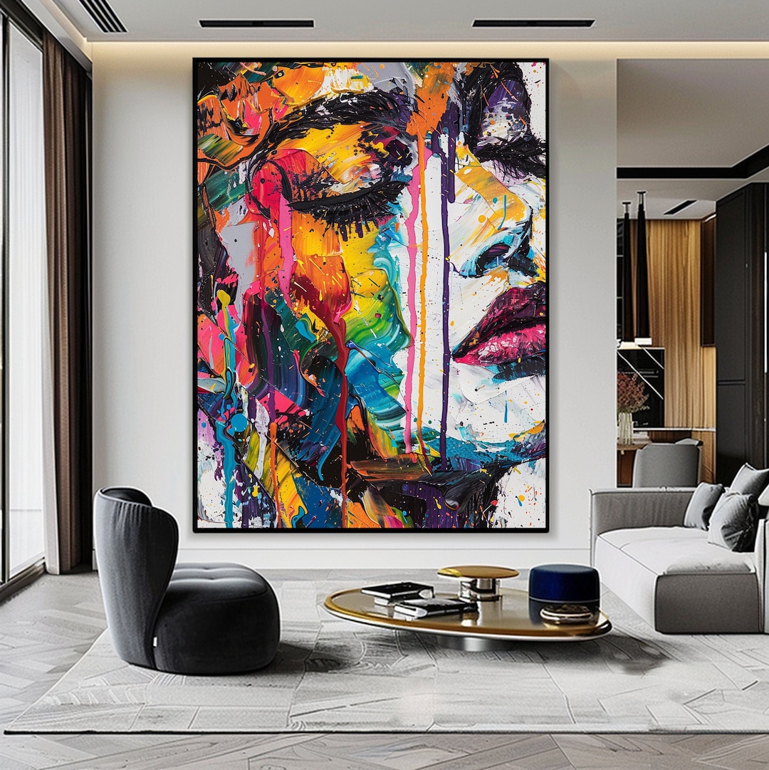 Abstract Woman Face Wall Art Colorful Abstract Woman Portrait Woman Art ...