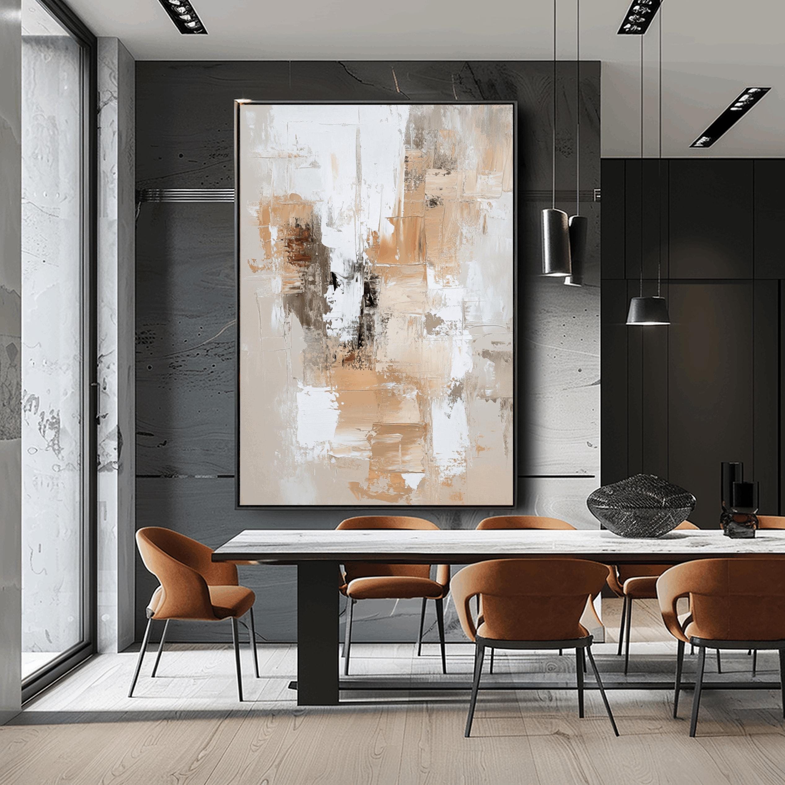 Neutral Abstract Wall Art, Beige White Brown Textured Painting Print ...