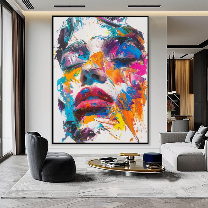 Abstract Woman Face Wall Art Colorful Abstract Woman Portrait Woman Art ...