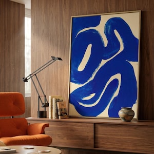 Blue Abstract Art Print, Minimalist Modern Wall Decor (Digital Download)