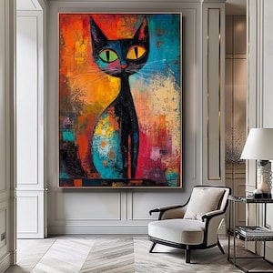 Cat Print Cat Home Decor Cat Painting Cat Lover Gift Printable Wall Art Digital Download Modern Cat Decor Cat Lover Abstract Pet Portrait