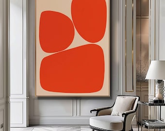 Orange minimalistische abstrakte druckbare Wandkunst, moderne abstrakte Wandkunst, Übergröße abstrakter digitaler Kunst, großer abstrakter Druck