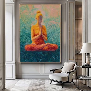 Yoga Meditation Print, Zen Wall Art, Yoga Pose Silhouette Painting, Meditation Wall Art, Mindfulness Decor, Yoga Room Decor
