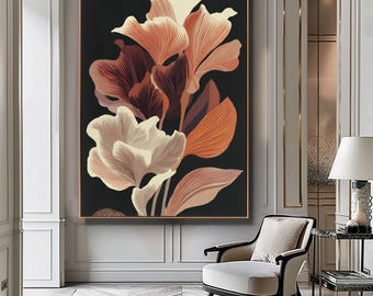 Abstract Botanical Floral Print, Modern Floral Wall Art, Botanical Bedroom Print, Modern Living Room Art, Gallery Wall Decor