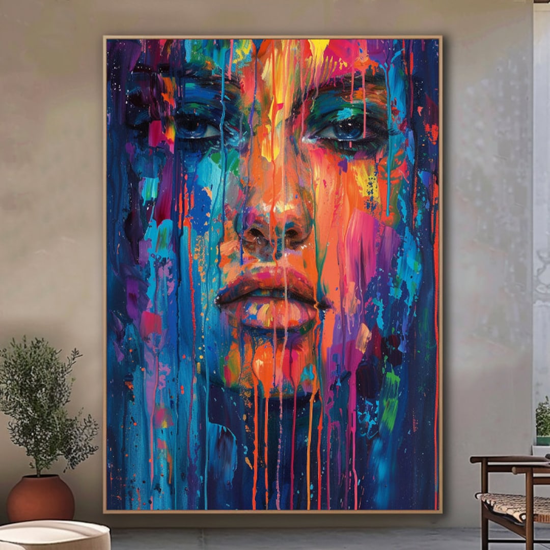 Abstract Woman Face Wall Art Colorful Abstract Woman Portrait Woman Art ...