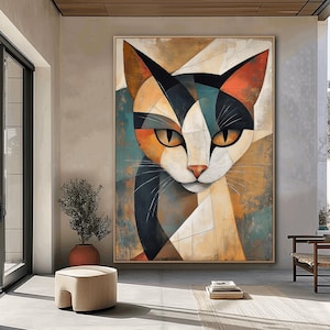 Cat Print Cat Home Decor Cat Painting Cat Lover Gift Printable Wall Art Digital Download Modern Cat Decor Cat Lover Abstract Pet Portrait