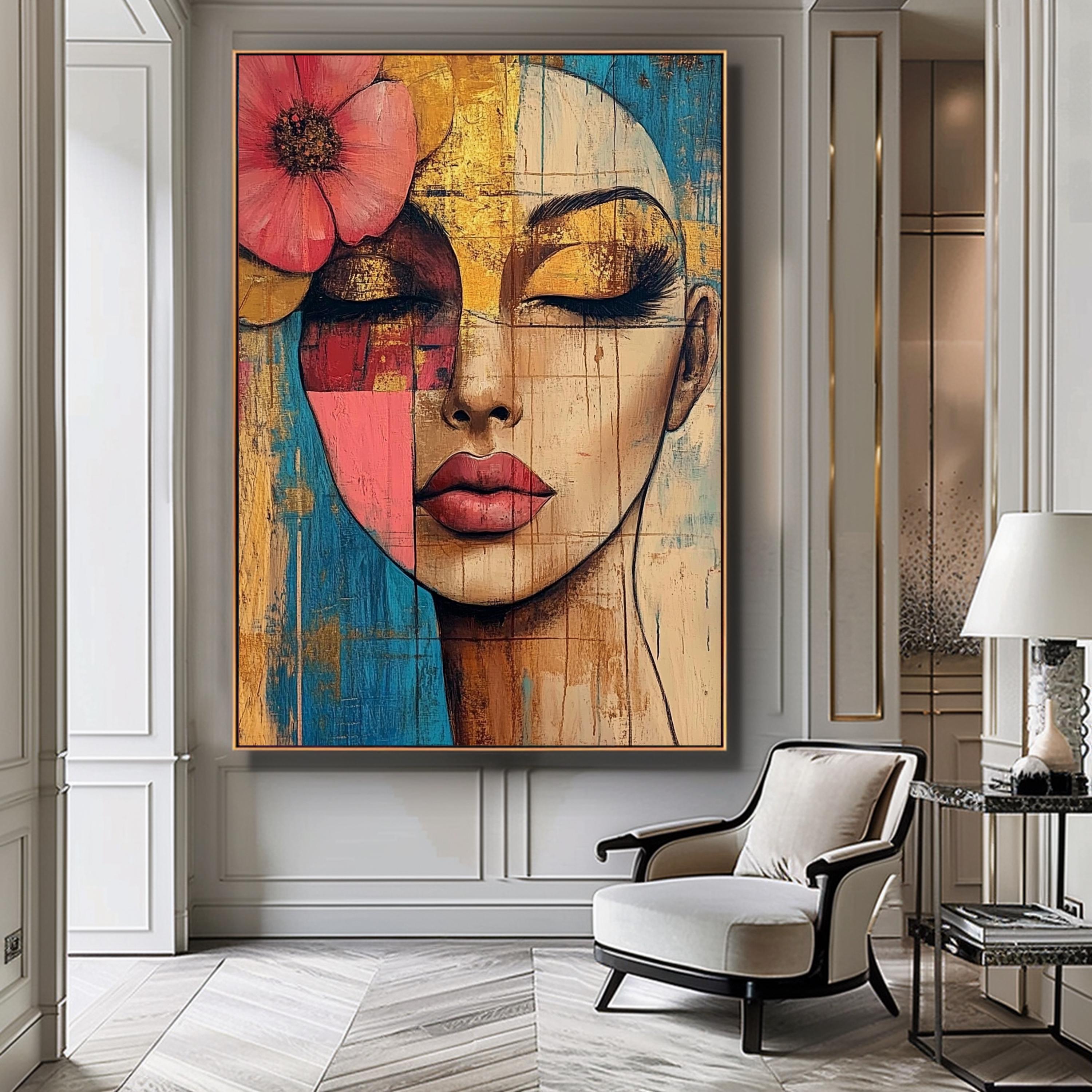Abstract Woman Face Wall Art Colorful Abstract Woman Portrait Woman Art ...