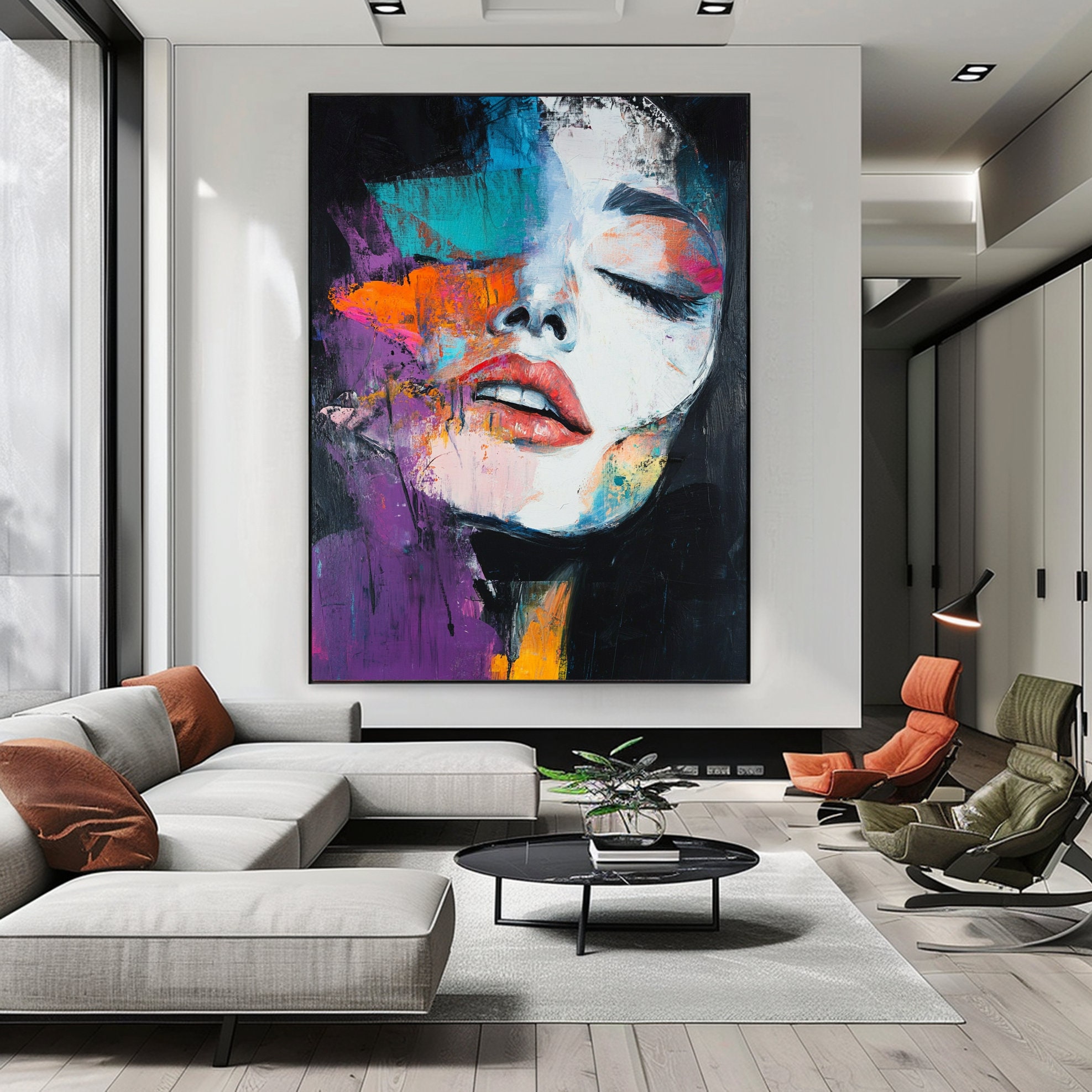 Abstract Woman Face Wall Art Colorful Abstract Woman Portrait Woman Art ...