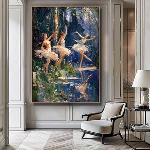 Dancing Forest Fairies Digital Art, Fantasy Wall Decor, Magical Creatures Poster, Mystical Fairy Scene, Woodland Fairies Painting