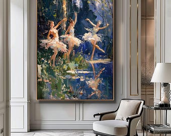 Dancing Forest Fairies Digital Art, Fantasy Wall Decor, Magical Creatures Poster, Mystical Fairy Scene, Woodland Fairies Painting