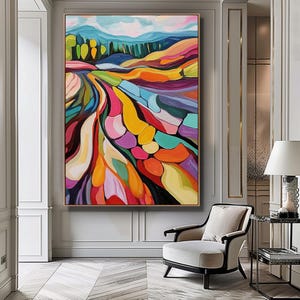 Colorful Fields Modern Abstract Landscape Print Colorful Landscape Painting Abstract Print Instant Download Printable Art Modern Wall Art