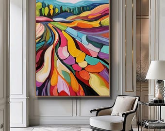 Colorful Fields Modern Abstract Landscape Print Colorful Landscape Painting Abstract Print Instant Download Printable Art Modern Wall Art