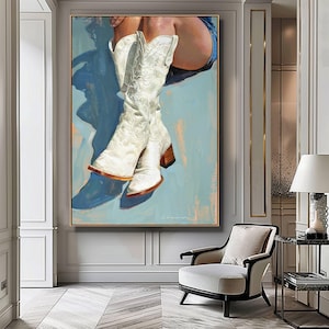 Cowgirl Printable Poster Print, Boots Trendy, Preppy Cowgirl Dorm Room Wall Art Decor, Girly Digital Download, Modern Western Fashion Print
