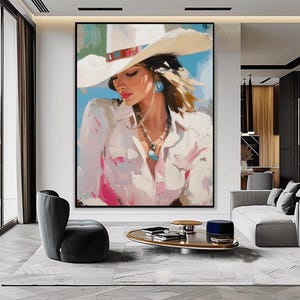 Cowgirl Painting, Modern Western Prints, Rodeo Girl Artwork, American West Painting, Cowgirl on Horse Art, Wild West Woman Wall Art